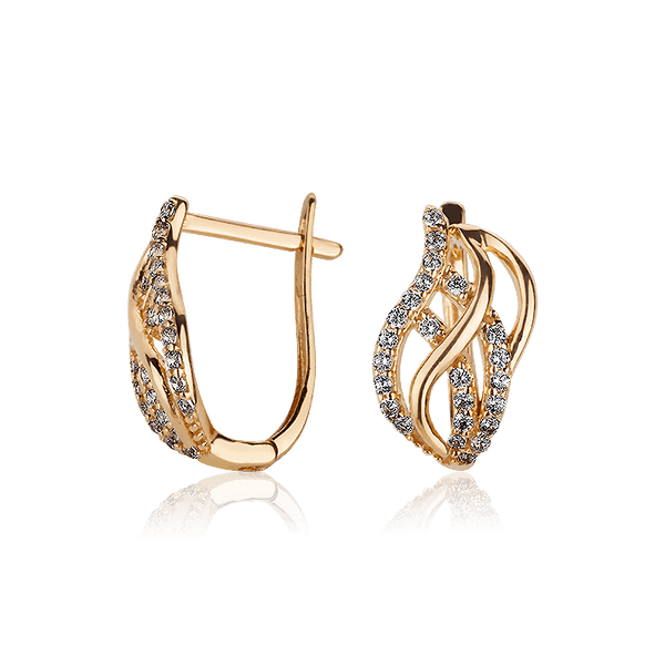 Золотые серьги с фианитами 027884 детальное изображение ювелирного изделия Золотые серьги с фианитом Золотые серьги с фианитами 027884 детальное изображение ювелирного изделия Золотые серьги с фианитом