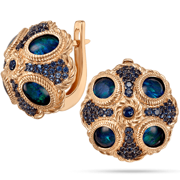 Золотые серьги с опалом и фианитами Банжамин 034140 детальное изображение ювелирного изделия Золотые серьги с опалом Золотые серьги с опалом и фианитами Банжамин 034140 детальное изображение ювелирного изделия Золотые серьги с опалом