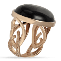 обзорное фото Золотое кольцо с крупным агатом и декорированым ободком Кармен 033891  Золотые кольца с агатом