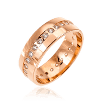 обзорное фото Обручальное кольцо с камнями в красном золоте 036720 Золотые кольца обзорное фото Обручальное кольцо с камнями в красном золоте 036720  Золотые кольца