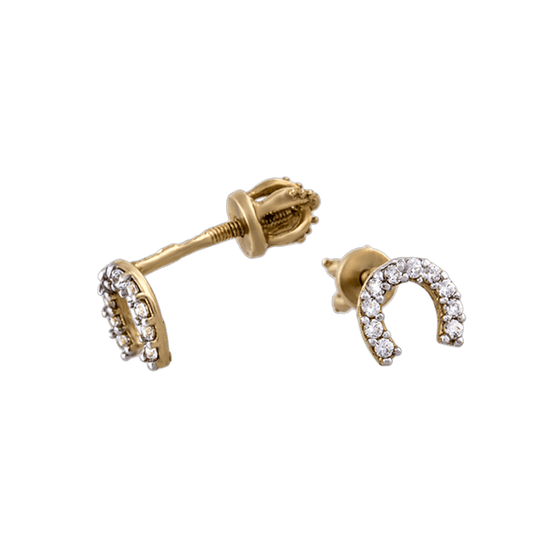 Детские золотые серьги Подкова с цирконием 80303 детальное изображение ювелирного изделия Серьги с камнями