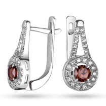 обзорное фото Серебряные серьги с раухтопазом и фианитами 030313  Серебряные серьги с камнями