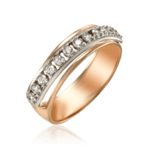 обзорное фото Золотое кольцо фианитовая дорожка 033473  Золотые кольца