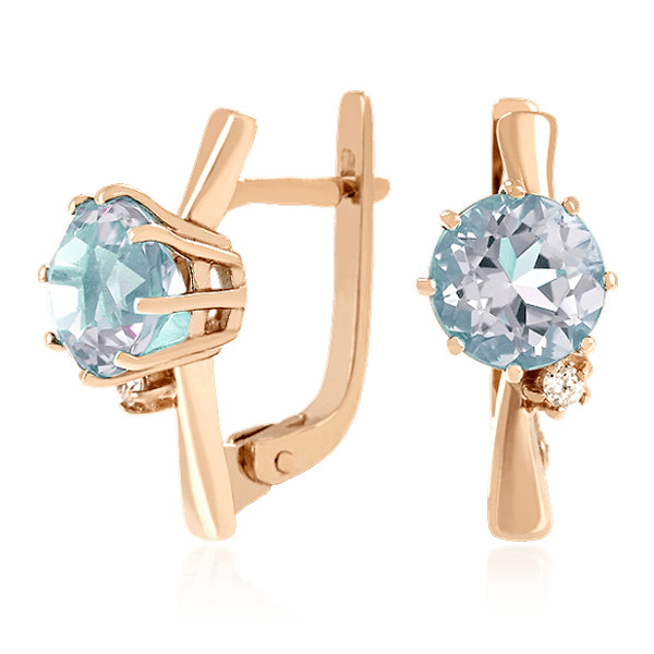 Золоті сережки з топазом і фіанітом 024621 детальне зображення ювелірного виробу Золоті сережки з топазом і фіанітом 024621 детальне зображення ювелірного виробу