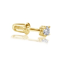 обзорное фото Золотая серьга с бриллиантом Fun E0290–1  Золотые одинарные серьги