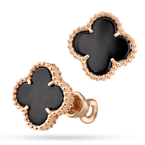 Золотые серьги с чёрным агатом Клевер 038997 детальное изображение ювелирного изделия Золотые серьги с агатом Золотые серьги с чёрным агатом Клевер 038997 детальное изображение ювелирного изделия Золотые серьги с агатом