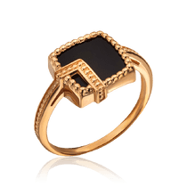 обзорное фото Каблучка из золота 585 пробы Магический квадрат с агатом 034184 Золотые кольца обзорное фото Каблучка из золота 585 пробы Магический квадрат с агатом 034184  Золотые кольца