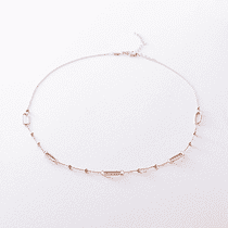 обзорное фото Колье якорного плетения в красном золоте с шариками и цепочками на карабине 040951  Золотое колье без камней