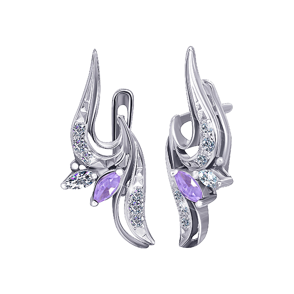 Серебряные серьги с фианитом 025551 детальное изображение ювелирного изделия Серебряные серьги с камнями Серебряные серьги с фианитом 025551 детальное изображение ювелирного изделия Серебряные серьги с камнями