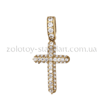 обзорное фото Золотой крестик с цирконием 421687  Золотые крестики