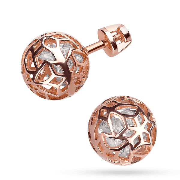 Позолоченные ажурные серебряные шарики с фианитами 038432 детальное изображение ювелирного изделия Серебряные серьги с камнями Позолоченные ажурные серебряные шарики с фианитами 038432 детальное изображение ювелирного изделия Серебряные серьги с камнями