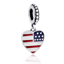 обзорное фото Серебряный подвес-шарм Сердце с флагом Америки с эмалью 025036  Серебряные подвесы-шармы (бусины)