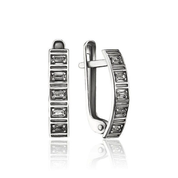 Серьги из белого золота с прямоугольными фианитами 034626 детальное изображение ювелирного изделия Золотые серьги Серьги из белого золота с прямоугольными фианитами 034626 детальное изображение ювелирного изделия Золотые серьги