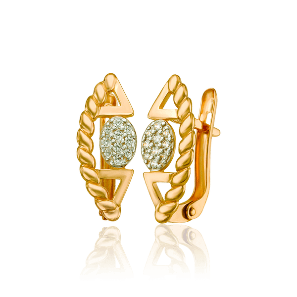 Оригинальные золотые сережки с фианитом 033615 детальное изображение ювелирного изделия Золотые серьги Оригинальные золотые сережки с фианитом 033615 детальное изображение ювелирного изделия Золотые серьги