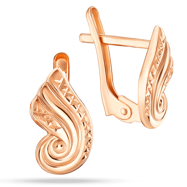 Золотые серьги Водоворот с алмазной гранью 040050 детальное изображение ювелирного изделия Золотые серьги без вставок Золотые серьги Водоворот с алмазной гранью 040050 детальное изображение ювелирного изделия Золотые серьги без вставок