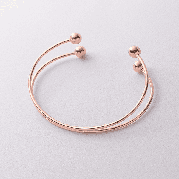 Разомкнутый двойной жесткий браслет в красном золоте с гладкими шариками купить Разомкнутый двойной жесткий браслет в красном золоте с гладкими шариками купить