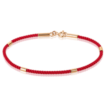 обзорное фото Золотой браслет-шнурок красный 038145 Красная нить с золотом обзорное фото Золотой браслет-шнурок красный 038145  Красная нить с золотом