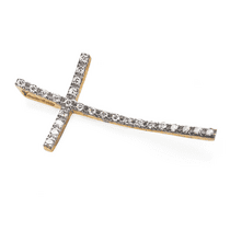 обзорное фото Золотой крест с бриллиантами Р0365  Декоративные золотые крестики