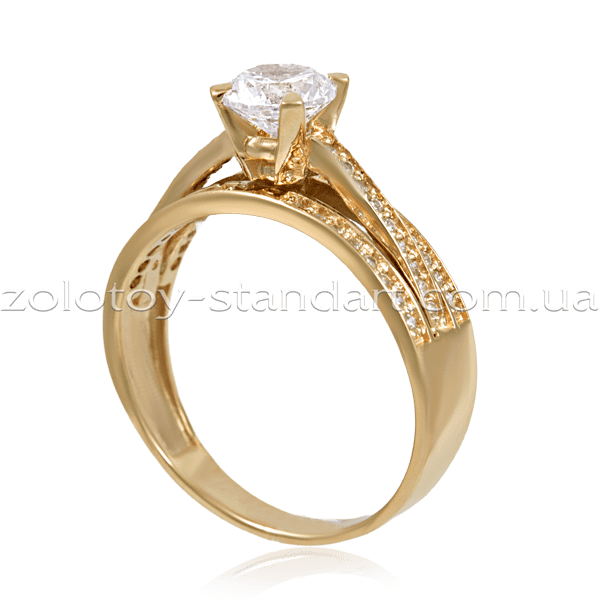 Золотое кольцо с цирконием 1429 фото