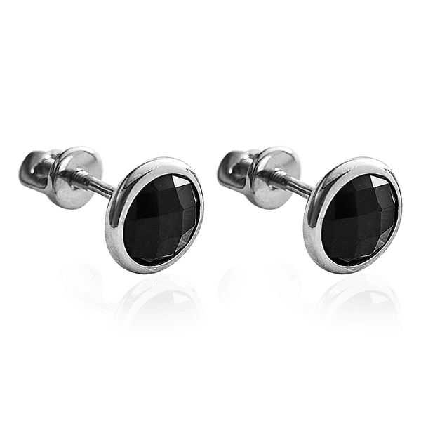 сережки в белом золоте черный оникс сережки в белом золоте черный оникс