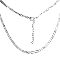 обзорное фото Серебряная цепочка со звеньями и панцирным на карабине 040144  Серебряные колье