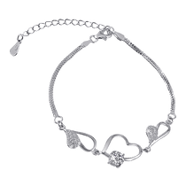 обзорное фото Серебряный браслет Сердца с фианитом 025479 Серебряные женские браслеты обзорное фото Серебряный браслет Сердца с фианитом 025479  Серебряные женские браслеты