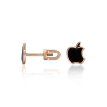 обзорное фото Золотые серьги Яблоко с эмалью 028464 Золотые серьги гвоздики обзорное фото Золотые серьги Яблоко с эмалью 028464  Золотые серьги гвоздики