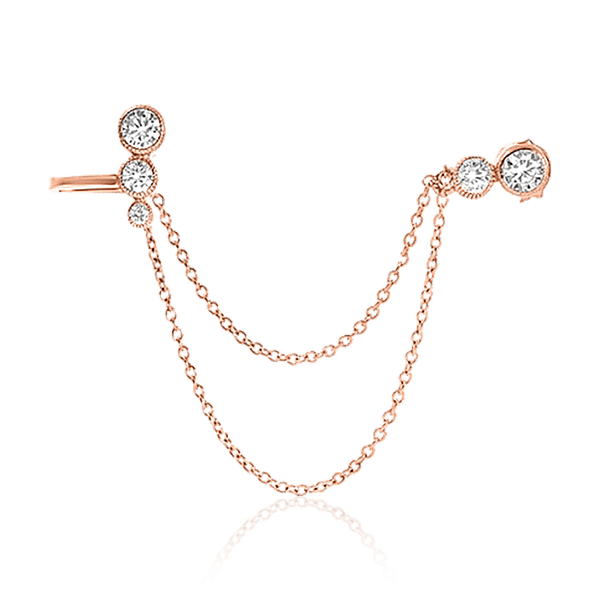 Серебряные серьги каффы цепочки с позолотой 031688 детальное изображение ювелирного изделия Серебряные серьги