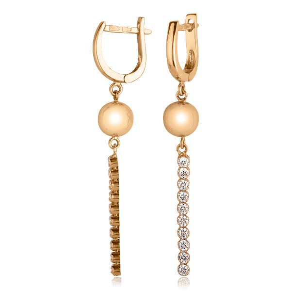 Золотые серьги с цирконием 101457 детальное изображение ювелирного изделия Золотые серьги с фианитом