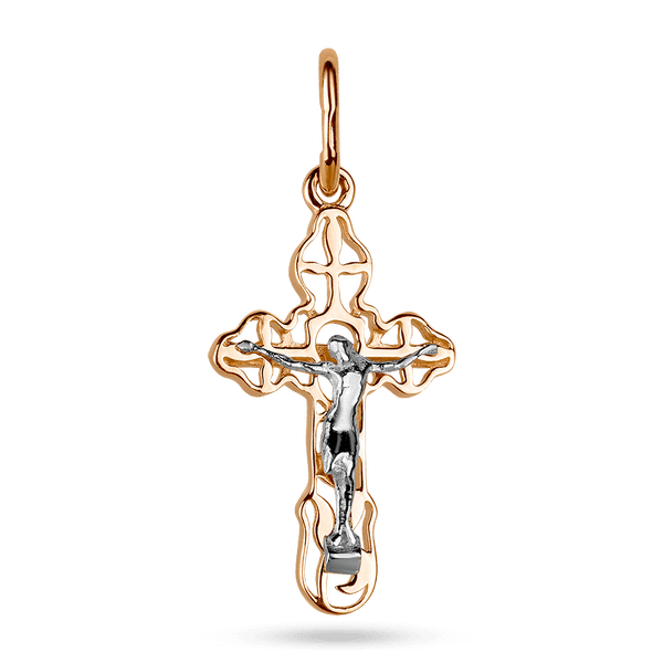 Золотой подвес ажурный крестик в комбинированном золоте 038041 детальное изображение ювелирного изделия Декоративные золотые крестики Золотой подвес ажурный крестик в комбинированном золоте 038041 детальное изображение ювелирного изделия Декоративные золотые крестики
