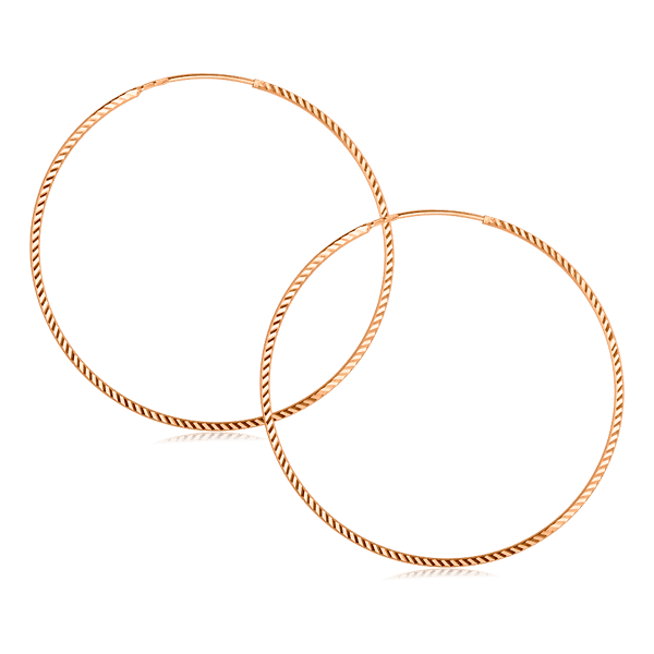 Золотые серьги кольца с алмазной гранью 80002 детальное изображение ювелирного изделия Золотые серьги кольца (конго) 