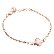 обзорное фото Браслет из красного золота Клевер с перламутром 035335 Золотые браслеты обзорное фото Браслет из красного золота Клевер с перламутром 035335  Золотые браслеты