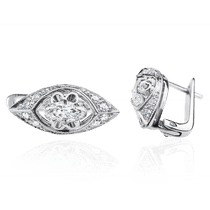 обзорное фото Серьги из белого золота с бриллиантом Sylvia E0405  Золотые серьги с бриллиантами