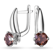 обзорное фото Серебряные серьги с дымчастым кварцем Вацлава 027195 Серебряные серьги с камнями обзорное фото Серебряные серьги с дымчастым кварцем Вацлава 027195  Серебряные серьги с камнями