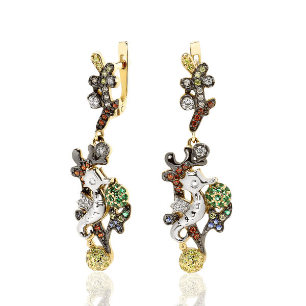 Золотые серьги в жёлтом золоте Подводный мир фианитами 028426 детальное изображение ювелирного изделия Золотые серьги с фианитом Золотые серьги в жёлтом золоте Подводный мир фианитами 028426 детальное изображение ювелирного изделия Золотые серьги с фианитом