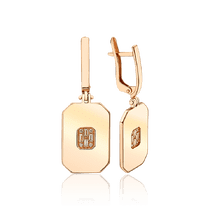 обзорное фото Золотые серьги подвески пластина с фианитами 035920 Золотые серьги обзорное фото Золотые серьги подвески пластина с фианитами 035920  Золотые серьги