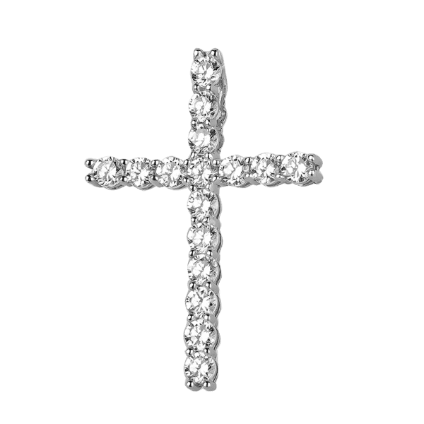 Крестик из белого золота с россыпью фианитов 036657 детальное изображение ювелирного изделия Декоративные золотые крестики
