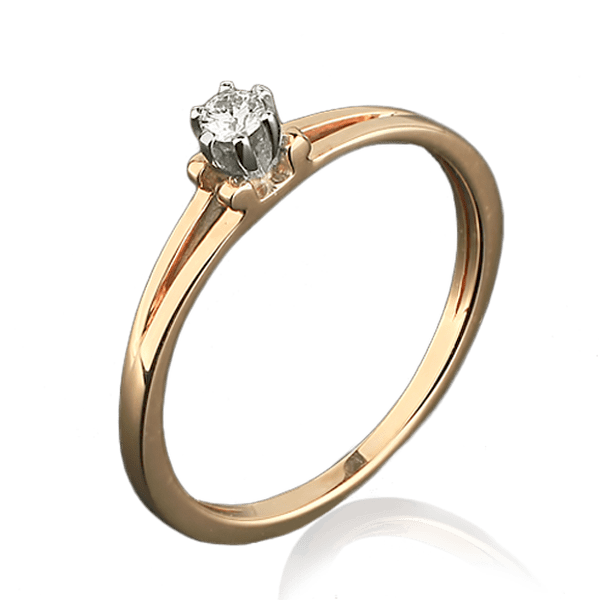 Кольцо из красного золота с бриллиантом 1084 детальное изображение ювелирного изделия Золотые кольца для помолвки с бриллиантом