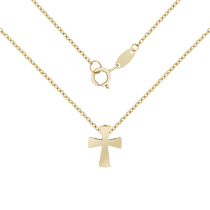 обзорное фото Цепочка с крестиком из желтого золота 585 пробы 032407 Золотое колье без камней обзорное фото Цепочка с крестиком из желтого золота 585 пробы 032407  Золотое колье без камней