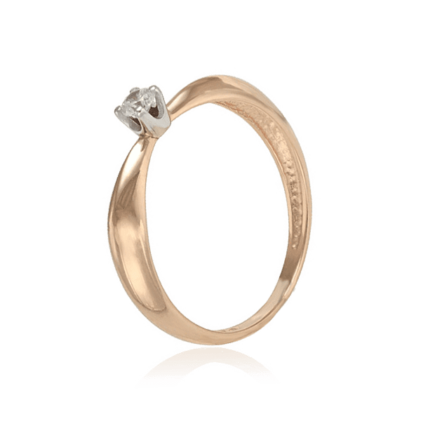 Помолвочное кольцо из красного и белого золота с фианитом 028603 детальное изображение ювелирного изделия Золотые кольца для помолвки с цирконием Помолвочное кольцо из красного и белого золота с фианитом 028603 детальное изображение ювелирного изделия Золотые кольца для помолвки с цирконием