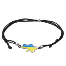 обзорное фото Браслет черный шнурок с желто - голубой эмалью Карта Украины 039368 Браслеты красная нить обзорное фото Браслет черный шнурок с желто - голубой эмалью Карта Украины 039368  Браслеты красная нить