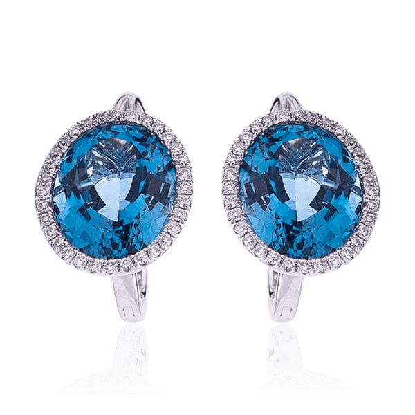 Серьги из белого золота 585 с топазом Лондон и бриллиантами 034575 детальное изображение ювелирного изделия Золотые серьги Серьги из белого золота 585 с топазом Лондон и бриллиантами 034575 детальное изображение ювелирного изделия Золотые серьги