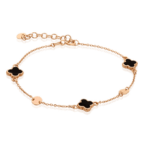 обзорное фото Браслет на руку золотой Клевер и монетки 034728 Золотые браслеты обзорное фото Браслет на руку золотой Клевер и монетки 034728  Золотые браслеты