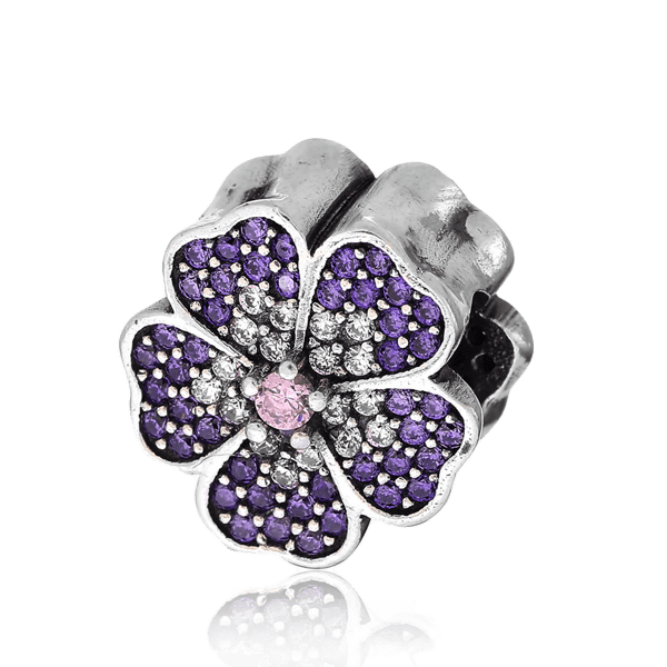 Серебряный подвес-шарм Цветок с фианитом 024945 детальное изображение ювелирного изделия Серебряные подвесы-шармы (бусины)