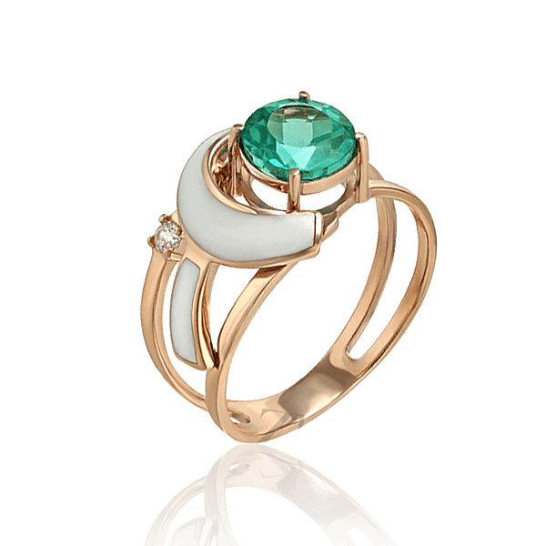 Кольцо из красного золота с кварцем эмалью и фианитами 028577 детальное изображение ювелирного изделия Золотые кольца с кварцем Кольцо из красного золота с кварцем эмалью и фианитами 028577 детальное изображение ювелирного изделия Золотые кольца с кварцем