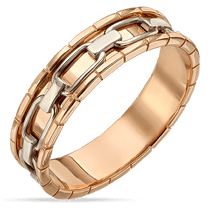 обзорное фото Золотое кольцо в комбинированном золоте 038806 Золотые обручальные кольца обзорное фото Золотое кольцо в комбинированном золоте 038806  Золотые обручальные кольца