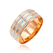 обзорное фото Обручальное кольцо из красного и белого золота в современном дизайне 036743  Золотые кольца