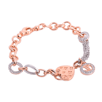 обзорное фото Браслет в красно-белом золоте с фианитами 025940 Золотые браслеты с цирконием (фианитами) обзорное фото Браслет в красно-белом золоте с фианитами 025940  Золотые браслеты с цирконием (фианитами)