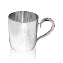 обзорное фото Серебряная чашка с гравировкой Девочка и Мальчик035432  Серебряные чашки