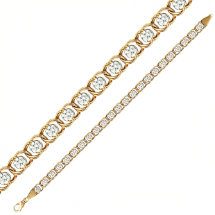 Золотой браслет с фианитами 1,52,0398 детальное изображение ювелирного изделия Золотые браслеты с цирконием (фианитами)
